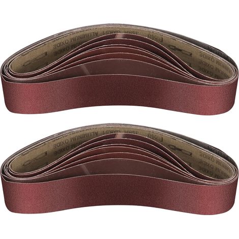 Lot de 14 bandes abrasives 50 x 686 mm - Grain 120/240/320/400/600/800/1000 - Papier abrasif en oxyde d'aluminium - Pour poncer, limer, affûter et dérouiller (1/5)
