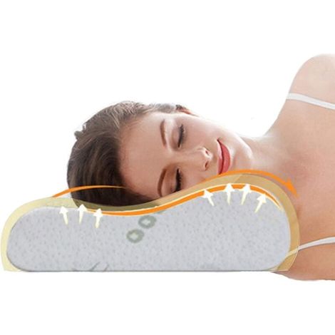 Oreiller orthopédique en mousse à mémoire de forme, nouvelle version 2025, soutien cervical pour les personnes dormant sur le côté et sur le dos, housse en bambou, oreiller cervical ergonomique (50301 (1/4)