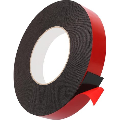 Ruban adhésif double face extra fort - Ruban adhésif de montage extérieur - Étanche et résistant aux températures élevées - Pour mur, voiture, bande LED, décoration de la maison et du bureau - 25 mm x (1/5)