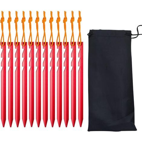 Piquet de Tente,Piquets de Tente,12 Pièces Sardines de Fixation,Piquet Tente Aluminium,Sardine Tente 18cm,Sardines Camping pour Bâche de Camping Bâche de Plage (1/4)