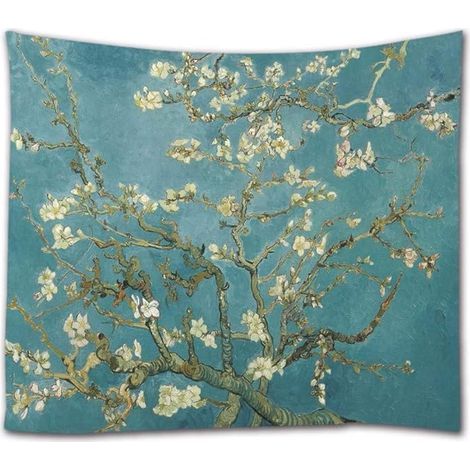 Tapisserie Van Gogh Fleur Peinture À L'huile – Tenture murale 150x130cm – Décor floral pour chambre et salon–Tissu polyester léger (1/5)
