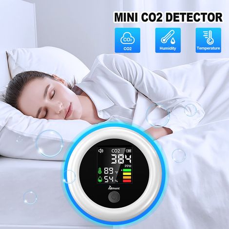 WapoRich 3-in-1 Mini CO2 Detector - Misuratore portatile di temperatura, umidità e anidride carbonica - Monitor della qualità dell'aria per casa, viaggi, campeggio (1/4)