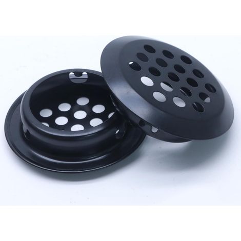 20 Aérations Circulaires Noires, Grille Ronde en Acier Inoxydable à Maille Fine pour Cuisine, Salle de Bains, Placard et Armoire, Diamètre de Montage 29mm, Bouche d'Aération Plate (1/5)