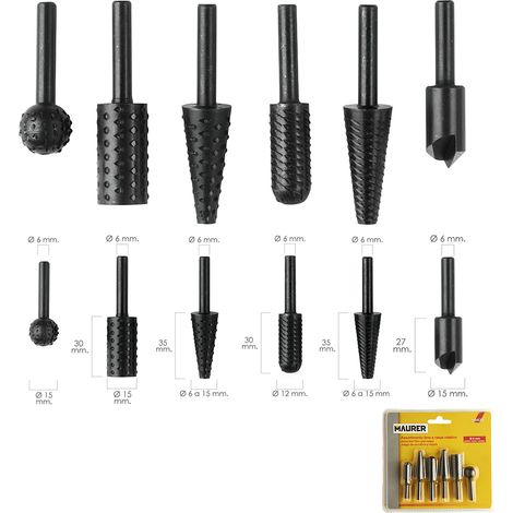 Set lime e raspe rotative gambo 6mm - Maurer 50434