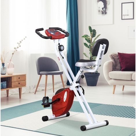 Klappbares Heimtrainer-Fahrrad mit Magnetwiderstand, 8 Stufen, Rot/Weiß HAVRYA (1/3)