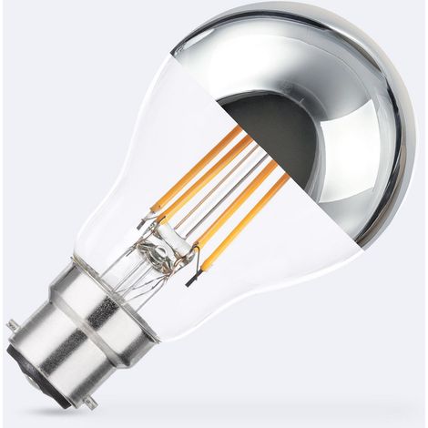 Ampoule Filament LED B22 8W 800 lm A60 Regulable Chrome Reflect No Flicker 2200K Super chaud