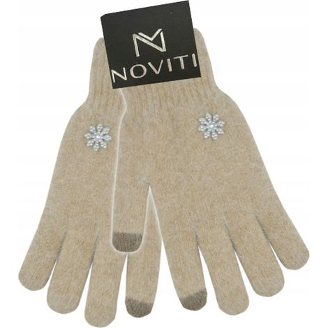 GUANTES DE INVIERNO DE PUNTO CON CIRCONITA FLOWER color beige 21cm V030L
