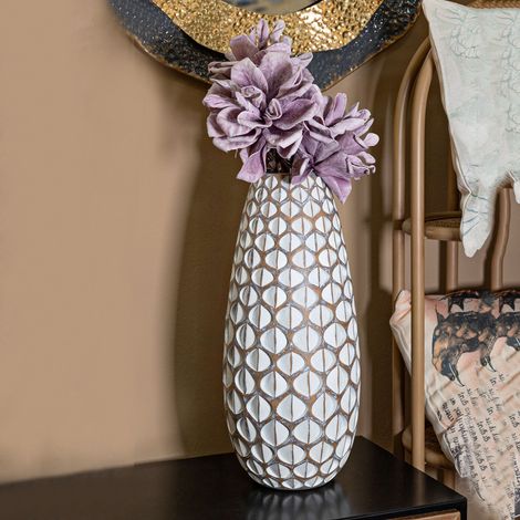 Vase Barati, Strukturfarbe Weiß, Beige, Durchmesser 8 cm, Farbverlauf Struktur Creme