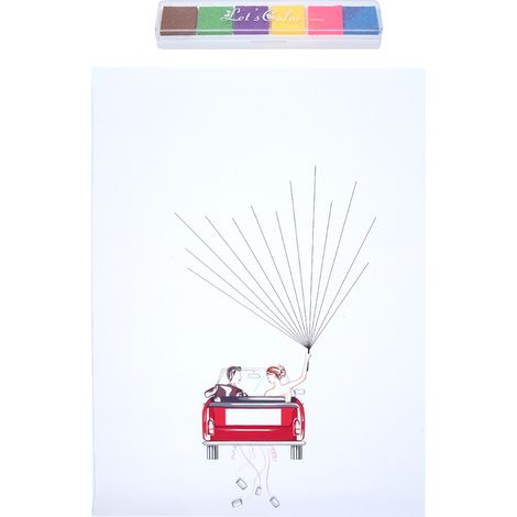 Toile de Mariage à Empreintes pour Livre d'Or - Décoration de Voiture DIY pour Marié et Mariée (1/5)
