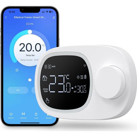 Thermostat intelligent Wi-Fi - Chauffage et refroidissement - Thermostat mural à piles pour montage en saillie - Pour chaudière à gaz avec commande vocale - Télécommande (1/5)