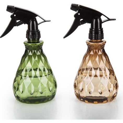 Juego de dos botellas pulverizadoras de plástico, reutilizables y ajustables, rellenables para soluciones de limpieza, jardinería y macetas. (1/5)