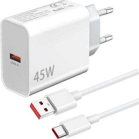45-W-USB-C-Schnellladegerät mit 1,5 m Kabel für Xiaomi Redmi Note 15 Pro 14, Poco X7 und F8 (Turbo Charge-kompatibel) (1/5)