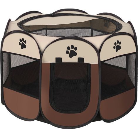 Foldable dog playpen 73x73x43cm – Indoor and outdoor enclosure – Durable 600D Oxford material – Good ventilation (1/5)