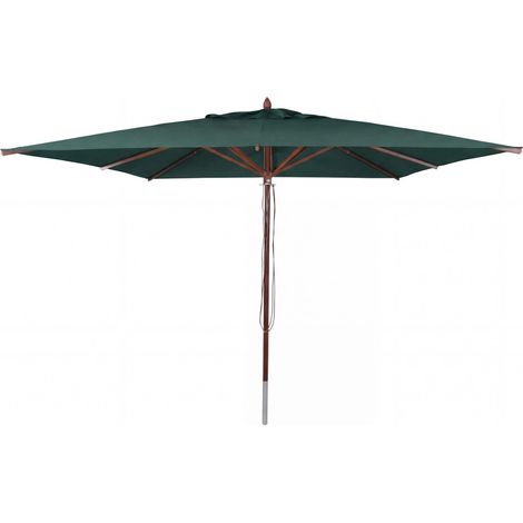 Ombrellone da giardino grande HHG-493b, hotel ristorante, poliestere/legno 17 kg, quadrato 3x3m, UV UPF 50+, verde
