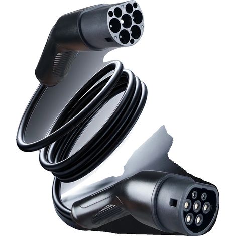 Cable de carga para vehículos eléctricos, potencia de salida de 22 kW, conector IEC62196-2 tipo 2, longitud del cable de 5 m, corriente de 32 A, grado de protección IP54. (1/5)