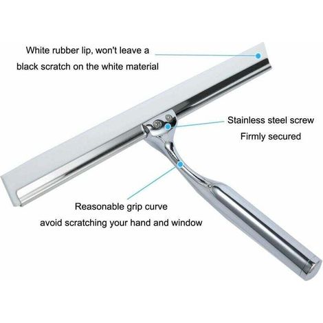 Shower Squeegee, Glass Squeegee, Household Water Squeegee, Stainless Steel, 25.8 x 16.5 cm, Cleaning Squeegee for Bathroom Window (1/4)