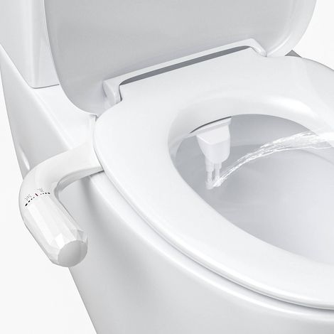 Accessoire pour lavette de WC, lavette pour cuvette de WC. Lavette ultra-fine et minimaliste, non électrique, à double buse, pression d'eau réglable, rinçage à l'eau claire, accessoire pour WC, rinçag (1/5)