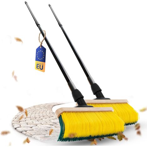 Balai à griffes Novaliv 2X Premium avec manche 50 cm, balai spécial à poils courbés - idéal comme balai de jardin, balai grattoir, balai pour gazon