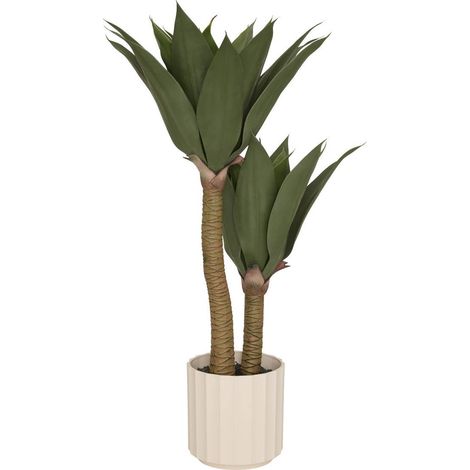 Agave artificial Nyer de 96 cm con maceta blanca - Atmosphera créateur d'intérieur (1/3)