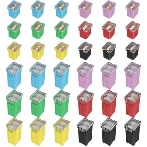 Assortiment de 36 fusibles pour automobiles, standard et bas profil (20 A, 30 A, 40 A, 50 A, 60 A, 80 A) pour camionnettes Ford, Chevrolet, GM, Nissan et Toyota, voitures, SUV