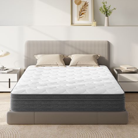 Matratze 90 x 200 cm, Schaumstoff, 25 cm dick, Luxusmatratze für Erwachsene und Kinder, 7 feste Komfortzonen, Grau