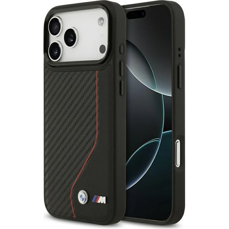 Custodia MagSafe BMW M Carbon Line con logo per iPhone 17 Pro Max, colore rosso (1/5)