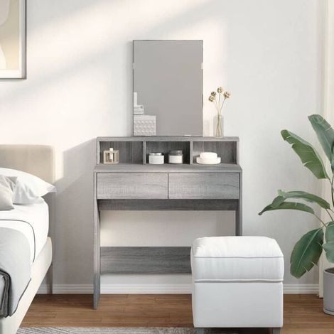 Coiffeuse avec Miroir, Style Sonoma Gris, 80 x 41 x 144,5 cm, Meuble de Toilette Moderne pour Chambre (1/5)