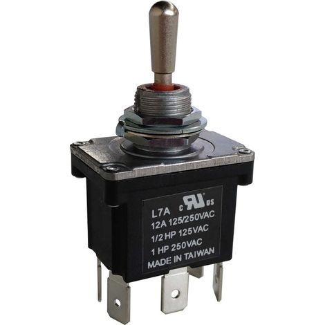 Interrupteur à levier RS PRO, (On)-Off-(On), 2RT, 12 A ( Prix pour 1 )