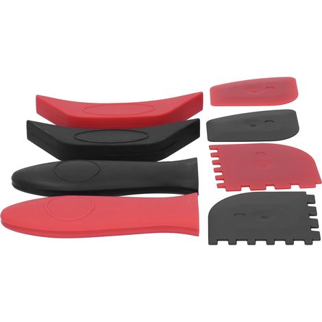Ensemble de 8 manchons de casserole en silicone anti-brûlure et isolants thermiques, manchons de casserole en silicone épais, ensemble anti-brûlure en silicone (1/5)