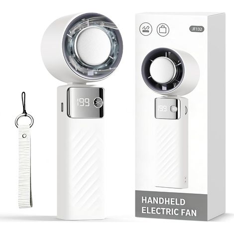 2026 Nouveau Ventilateur Portable, Mini Ventilateurs Rechargeable, Petit Ventilateurs Usage Main, Bureau, Cou ou Pliable, Refroidissement Fan Jusqu'à 13 Heures pour Bureau Camping Sport Voyage, Blanc (1/5)