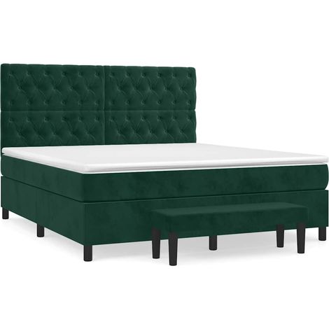 Maison Exclusive - Giroletto a Molle con Materasso Verde Scuro 160x200 cm Velluto (1/5)
