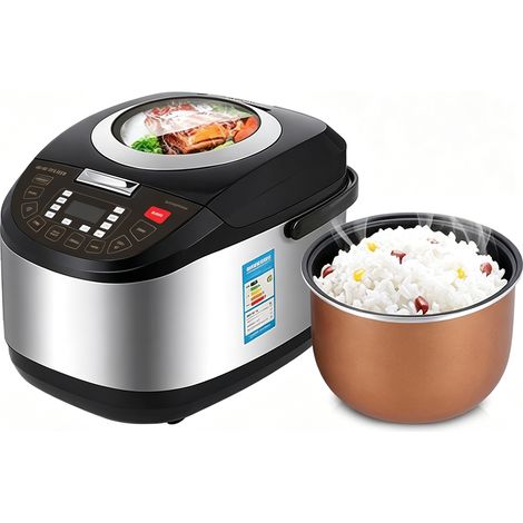 Cuiseur à Riz, Cuiseur à riz multifonctionnel 5L, 900W, tasse mesurer et cuillère à riz, pour Préparer des Soupes Céréales etc (1/5)