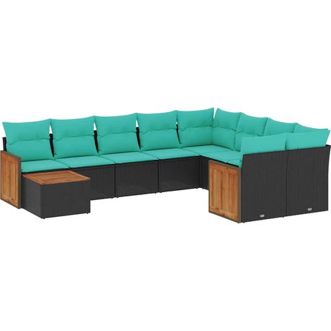 Maison Exclusive - 10-teiliges Gartensofa-Set mit Kissen, schwarz (1/5)
