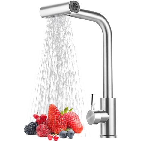 Grifo De Cocina - Grifo Rotatorio 360 Grados Con Mango Extraíble Y 4 Modos De Chorro - Acero Inoxidable - Para Fregadero - Unidad (1/5)