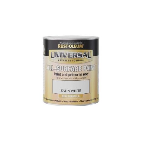 Rust-Oleum Universal All Surface Brush on Paint - Satin - White - 750ml