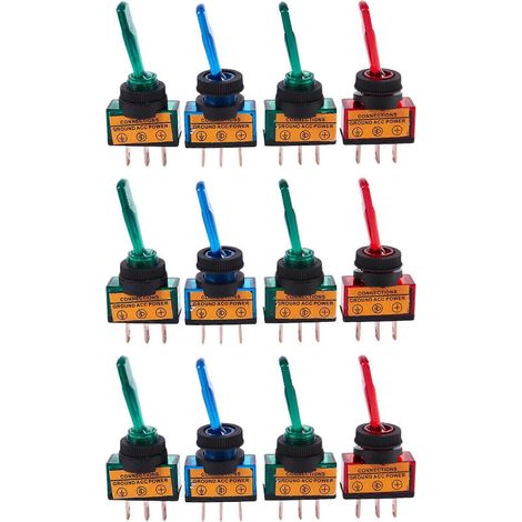 Compatible avec 12 interrupteurs à bascule lumineux 12 V CC 20 A pour la commande de la fonction marche/arrêt des interrupteurs unipolaires unidirectionnels (SPST) dans les tableaux de bord automobile (1/5)