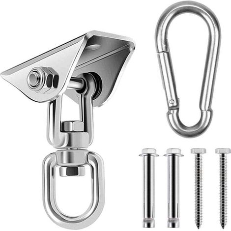Robuster Deckenhaken aus Edelstahl, 360° drehbar, zur Deckenmontage geeignet für Hängesessel, Boxsäcke, Hängematten und Yoga-Ausrüstung. (1/4)