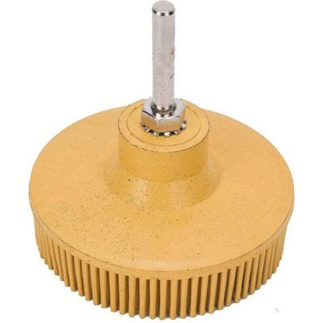 Disque de brosse à poils - Meule abrasive en caoutchouc et émeri - Diamètre 3 pouces - Pour retrait rouille et bavures - 1 pièce (1/4)