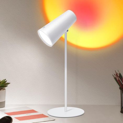 Lampe de Table LED avec Projection,Lampe de Bureau Multifonctionnelle Eyes Caring Lampe de Lecture Amovible Cordless, 3 Niveaux de Luminosité,Lampe (1/5)