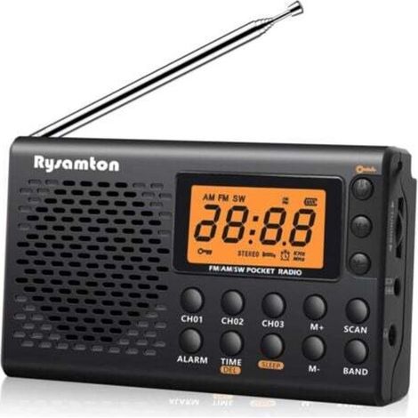 (Schwarz) Tragbares AM/FM/Kurzwellenradio, batteriebetriebenes Taschenradio, großes Digitaldisplay, Radiowecker mit Weck- und Schlaffunktion, inklusive Kopfhörer