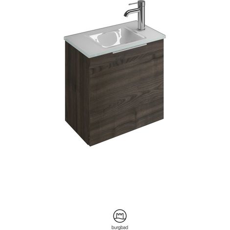 Vasque en verre Burg Eqio + meuble sous-vasque Marone D. Truffe/Blanc GR0146
