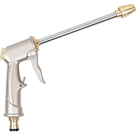 QuickShopping - Arroseur manuel de jardin - Pistolet pulvérisateur pour tuyau d'arrosage en métal - Pistolet à eau haute pression avec 4 modes réglables - Idéal pour les travaux de jardinage, le lavag (1/5)