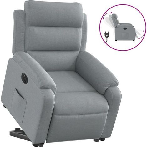 Fauteuil inclinable électrique en tissu gris clair (1/5)