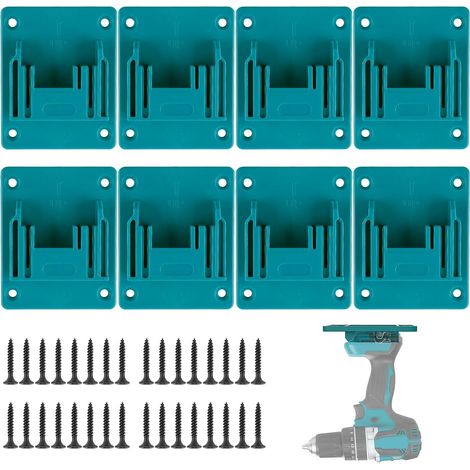 Support Outils Mural pour 18V, 8 Pièces Support Machine avec 32 Vis, Porte Outils Mural Support Perceuse pour Perceuse sans Fil de Machine Atelier Stockage (Cyan Bleu) (1/5)