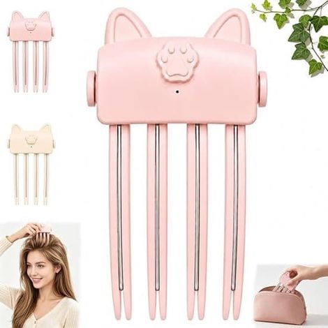 Pince chauffante pour volume racines - Peigne chauffant - Compact et portable - Rechargeable - Pince chauffante pour volume - Booster de volume pour la couronne - Rose (1/4)