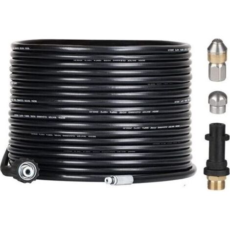 Kit de débouchage de tuyau de 15 m pour nettoyeurs haute pression Kärcher avec buse et buse pivotante, kit de furet professionnel 180 bars avec adaptateur pour accessoires Karcher K2/K3/K4/K5/K6/K7,AA (1/5)