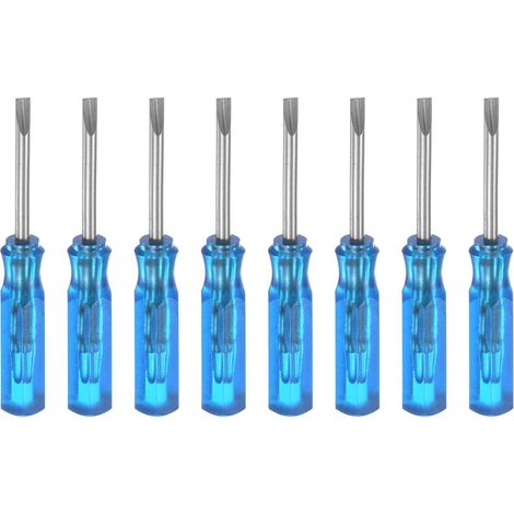 8Pcs Mini Tournevis à Fente SL2,0 2mm Tête Plate Magnétique Bleu (1/5)