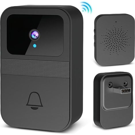 Timbre inteligente con cámara, videoportero inalámbrico, compatible con Wi-Fi de 2,4 GHz y con función de intercomunicador con cambio de voz. (1/5)