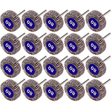 Lot de 20 disques à poncer 80 grains, meules abrasives de 25 mm pour outil rotatif Dremel, accessoires de polissage et affûtage (1/5)
