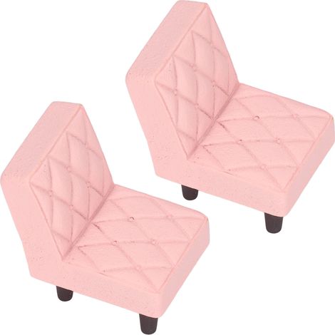 Statue miniature de chaise en 2 parties, adorable statuette de chaise vintage rose en résine, cadeau, décoration miniature pour rebord de fenêtre